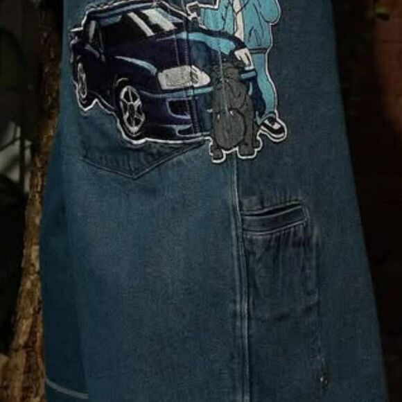 No Boundaries Y2K Blue Jean Long Shorts Size 36 Old School Hip Hop Swag - Picture 2 of 15